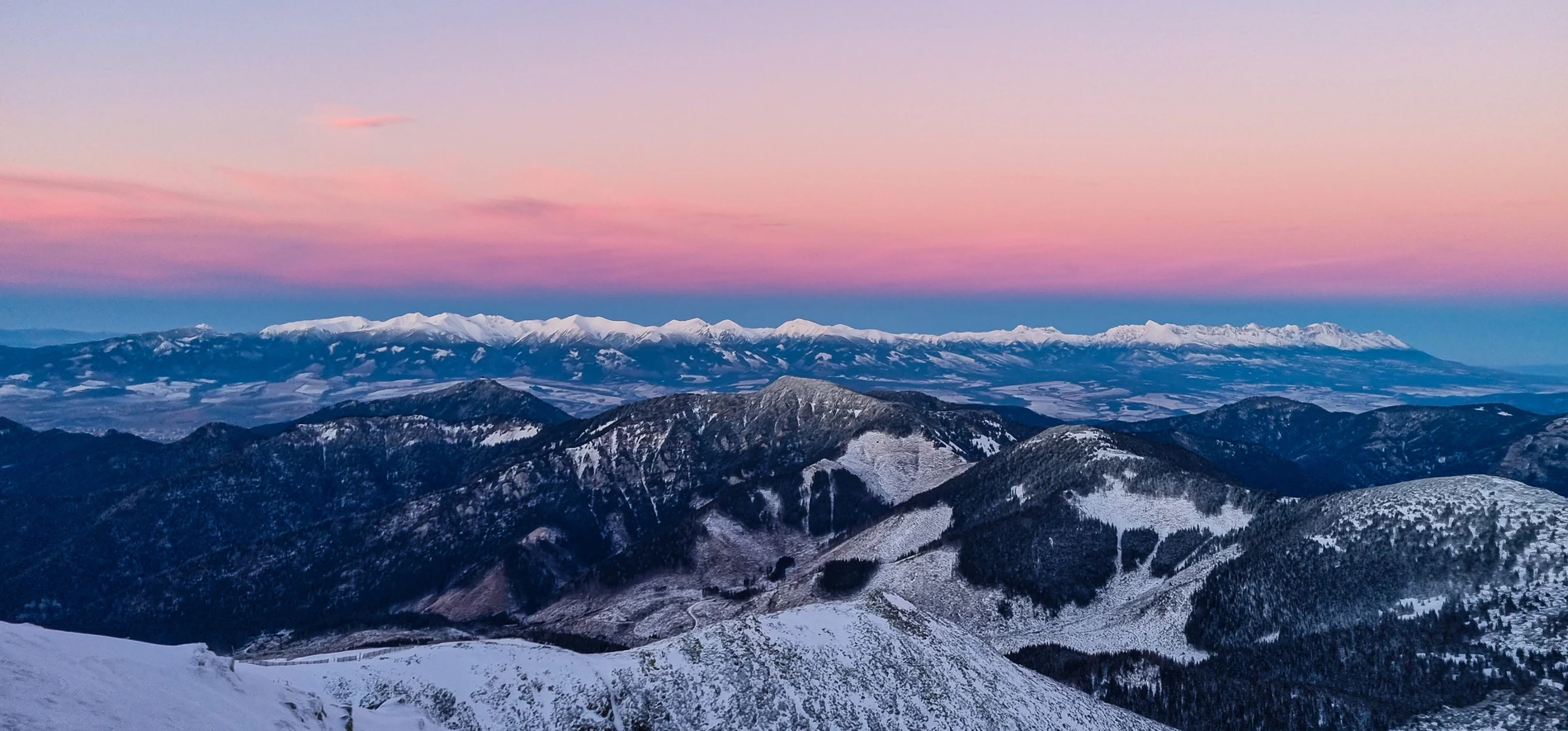 Výhľad z Chopku na Vysoké Tatry
